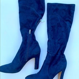 Navy Blue tall suede boots in size 8.5